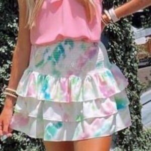 Amanda Uprichard Mariska Mini Skirt in Laguna Tie-Dye